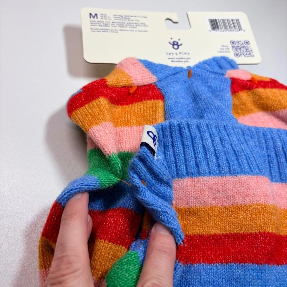 Oodles Rainbow Stripe Dog Hoodie Sweater Medium‎ 18-25 lbs New